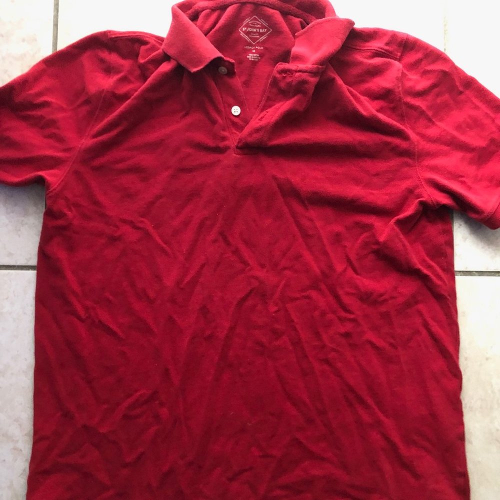 St. John's Bay Men's Size Medium Cotton Short Sleeve Solid Red Legacy Polo Shirt